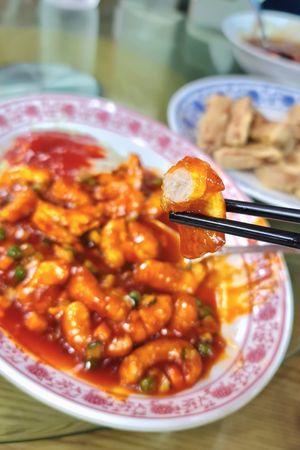 Vegan Chili Shrimp - close-up at Taehwawon 태화원 in Incheon