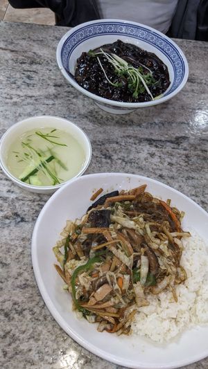 vegetarian japchae with rice at Taehwawon 태화원 in Incheon