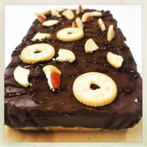 Jammie dodger chocolate jam torte at Karmic Cakery in Berwick-upon-tweed