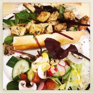 Lemon chick’n’ baguette  at Karmic Cakery in Berwick-upon-tweed