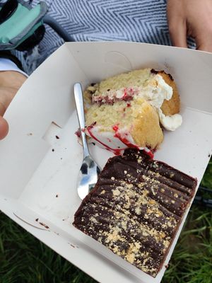 Bakewell cake and peanut bar at Karmic Cakery in Berwick-upon-tweed