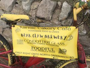 Directions from the beach   at Karmic Cakery in Berwick-upon-tweed