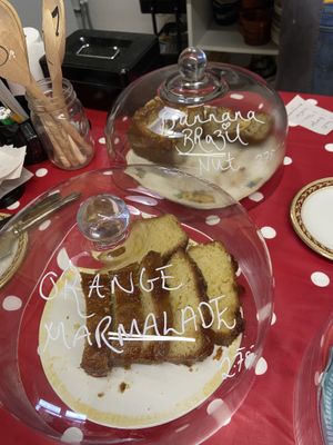 The banana bread is allright: it tasted liked fried food, even though it must have been baked.  at Karmic Cakery in Berwick-upon-tweed