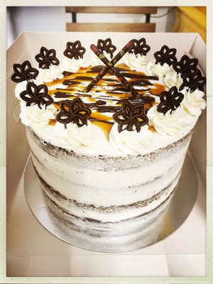 Chocolate salted caramel celebration cake  at Karmic Cakery in Berwick-upon-tweed