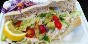 Crab salad at Karmic Cakery in Berwick-upon-tweed