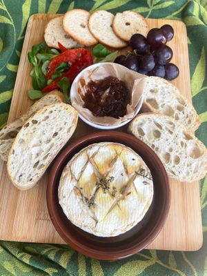 Artisan plant based baked Camembert  at Karmic Cakery in Berwick-upon-tweed