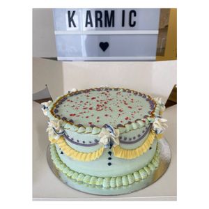 Frilly celebration cake at Karmic Cakery in Berwick-upon-tweed