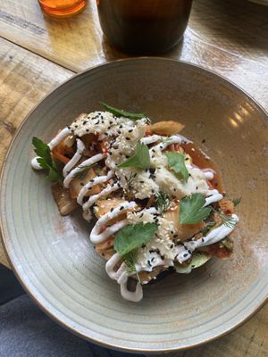 avo kimchi toast w/ vegan feta🍽  at The Ambitious Act in South Melbourne
