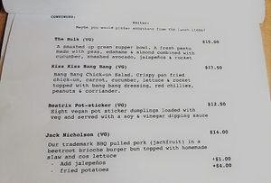 The Ambitious Act Jack Nicholson burger ingredients.  at The Ambitious Act in South Melbourne
