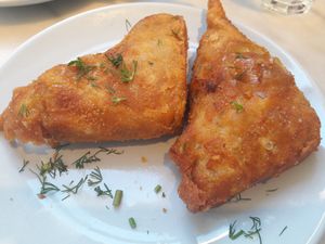 Vegan chickpea triangles at The Real Greek - Covent Garden in London