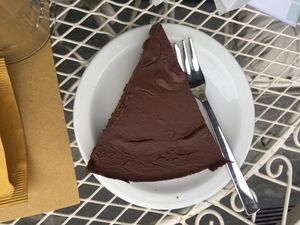 vegan dark chocolate cheesecake at Centro Botanico in Milan
