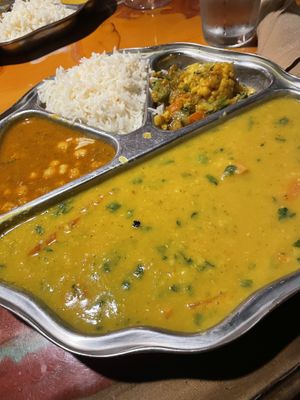 Yellow dal thali style  at Bombay Bar and Grill in Sacramento