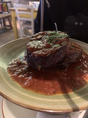 Vegan grilled aubergine at The Real Greek - Soho in London