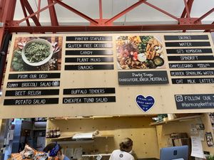 Menu board at Harmony Plant Fare in Cincinnati
