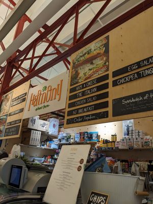 Menu board at Harmony Plant Fare in Cincinnati