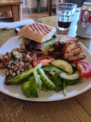 Burger and chips at Bluestone Coffee Shop in Barrhead