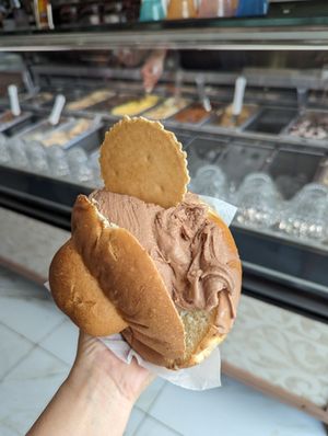 Vegan brioche with vegan hazelnut gelato at Antica Latteria in Messina