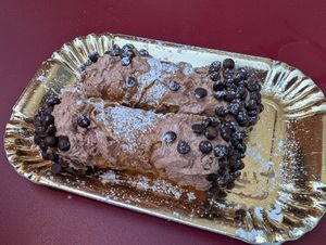 Chocolate vegan cannoli at Antica Latteria in Messina