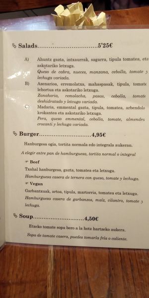 Carta 1/3 opciones veganas at Kikarea Coffee & Bakery in Bilbao