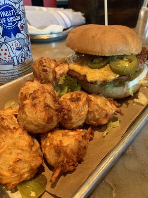 Vegan burger with vegan cheese and tots   at Ole Red in Nashville
