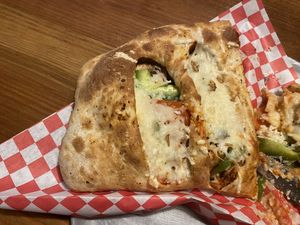 Vegan Veggie Calazone  at Blue Dog Gourmet Pizza in South Lake Tahoe