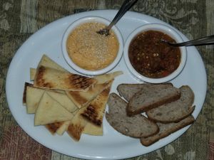Hummus and Baba ghanoush

 With Bread at El Turco in Tijuana