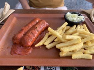 Curry wurst mit pommes   at Zeil Kitchen in Frankfurt