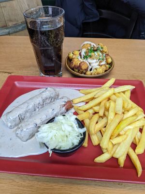 beyond sausage with pepper sauce at Zeil Kitchen in Frankfurt