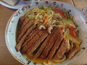 Udonnudeln mit Schnitzel at Zeil Kitchen in Frankfurt