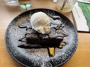 Brownie with ice cream  at Zeil Kitchen in Frankfurt