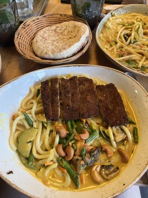 Udon noodles with schnitzel   at Zeil Kitchen in Frankfurt
