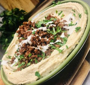 Hummus with beyond meat at Zeil Kitchen in Frankfurt