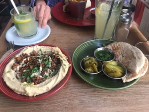 Hummus with beyond meat  at Zeil Kitchen in Frankfurt