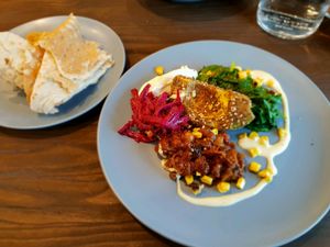 Za'atar breakfast.  at Four Seasons Bistro in Mittagong
