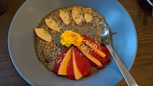 Chia breakfast pudding. at Four Seasons Bistro in Mittagong