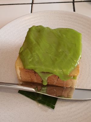 Pandan custard french toast at Little Turtle in Enmore