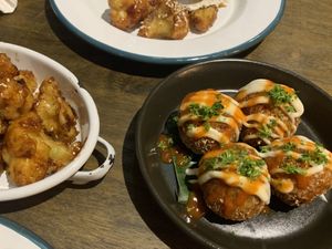 Entrees: cauliflower (left) and arancini (right)     at Little Turtle in Enmore