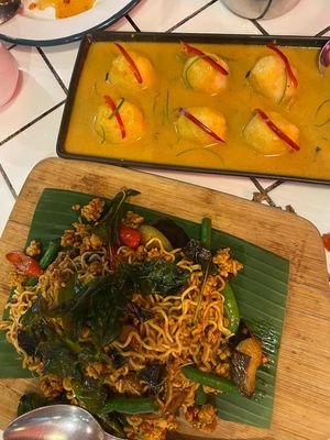 Massaman curry and instant noodles dish  at Little Turtle in Enmore
