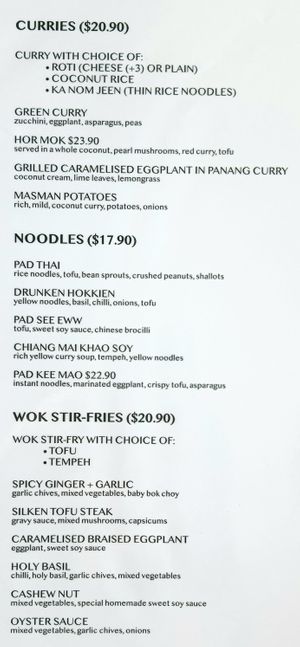 menu at Little Turtle in Enmore