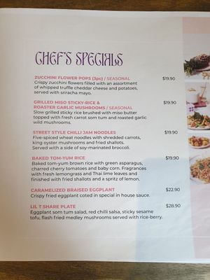 Menu August 2023 at Little Turtle in Enmore