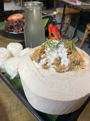 Hor mok - curry in coconut with side of noodles  at Little Turtle in Enmore