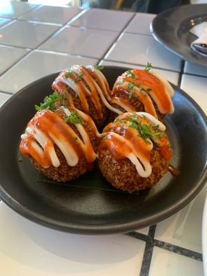 Red curry arancini  at Little Turtle in Enmore