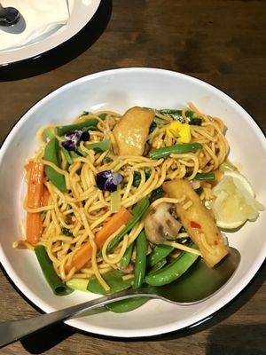 Drunken Hokkien Noodles with chilli basil sauce at Little Turtle in Enmore