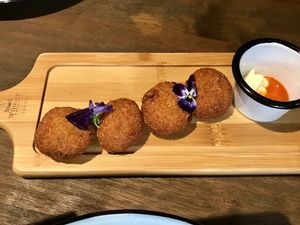 Red curry arancini at Little Turtle in Enmore