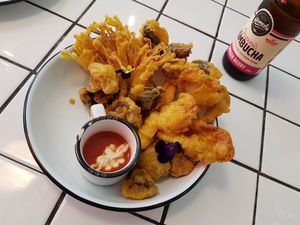 Crispy truffle mushrooms with sriracha mayo at Little Turtle in Enmore