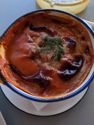 Mousakka at Katharos Lounge in Santorini