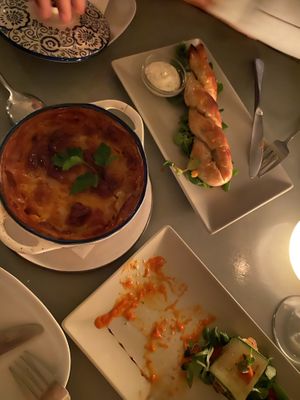 Moussaka & phyloroll  at Katharos Lounge in Santorini