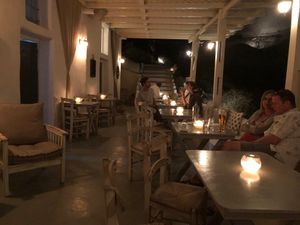 Outside lounge area at Katharos Lounge in Santorini