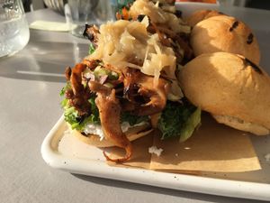 Mushroom sliders at Katharos Lounge in Santorini