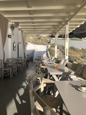 Seating at Katharos Lounge in Santorini